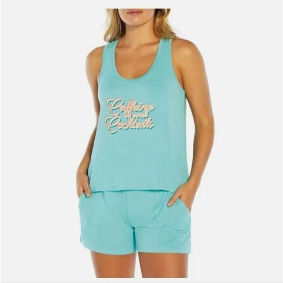Wildfox Ladies Tank And Short Set Caffeine And Cocktails Nwt.SIZE XL - Picture 1 of 6